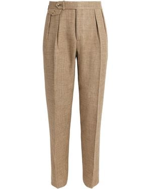 Polo Ralph Lauren Silk-Blend Glen Plaid Trousers - Natural