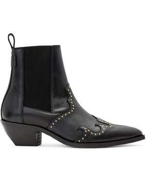 AllSaints Leather Denver Western Boots 43 - Black