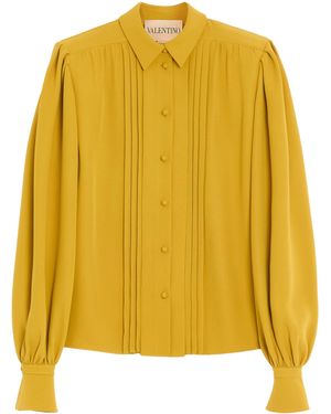 Valentino Silk Pleated Shirt - Yellow