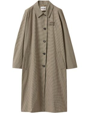 Miu Miu Check Trench Coat - Natural