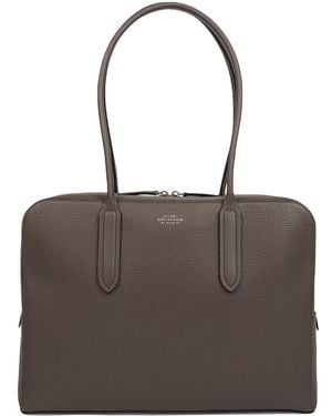 Smythson Grained Lytton Shoulder Bag - Brown