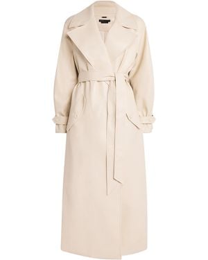 Alice + Olivia Faux Leather Sullivan Trench Coat - Natural
