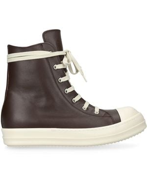 Rick Owens Leather Classic High-Top Trainers - Brown