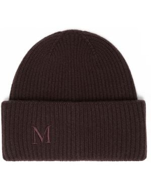 Max Mara Cashmere Monogram Beanie - Brown
