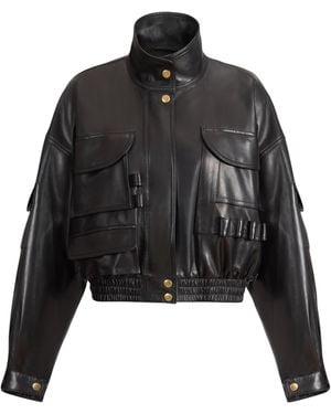 Balmain Lambskin Bomber Jacket - Black