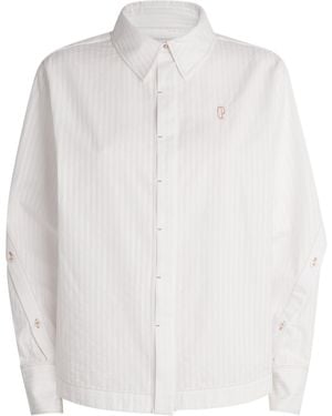 Claudie Pierlot Cotton Stripe Logo Shirt - White