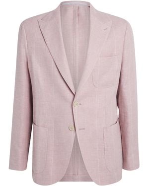 Eleventy Linen-Wool Blend Blazer - Pink