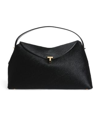 TOTEME Pony Hair T-Lock Top-Handle Bag - Black