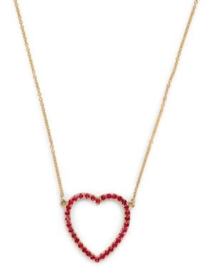 Jennifer Meyer Large And Ruby Edith Open Heart Necklace - Metallic