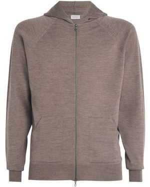 John Smedley Extra Fine Merino Wool Carty Zip-Up Hoodie - Brown