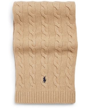 Polo Ralph Lauren Wool-Cashmere Cable-Knit Scarf - Natural