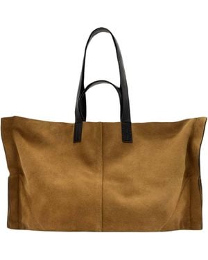AllSaints Suede Lutece Tote Bag - Brown