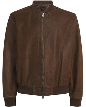 7 For All Mankind Leather Bomber Jacket - Brown