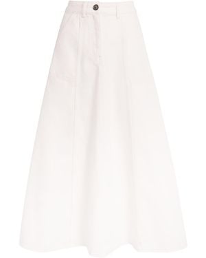 ME+EM Denim A-Line Midi Skirt - White