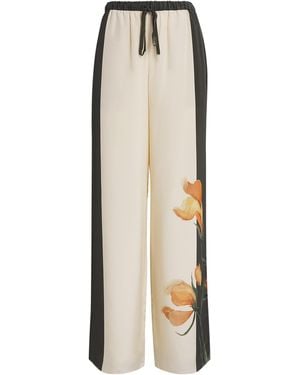SIR. Silk Floral Print Constance Pants - Natural
