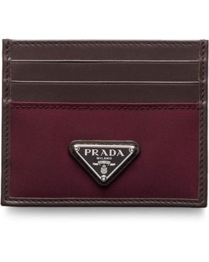 Prada Re-Nylon And Leather Card Holder - Purple