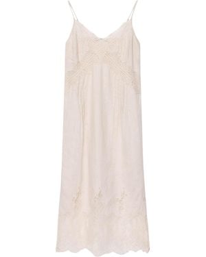 AllSaints Linen And Lace Samia Midi Dress - White