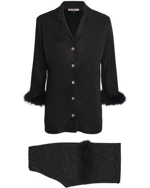 Gilda & Pearl Feather-Trim Sparkling Starlet Pyjama Set - Black