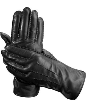 Aspinal of London Wool-Cashmere Lined Leather Gloves - Black