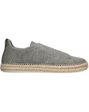 ZEGNA Canvas Triple Stitch Espadrilles - Grey