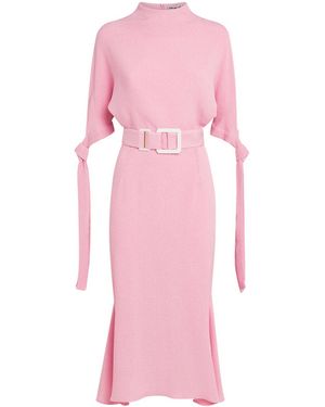 Edeline Lee Bubble Jacquard Pedernal Midi Dress - Pink