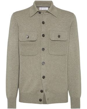 Brunello Cucinelli Cashmere Shirt-Style Cardigan - Green