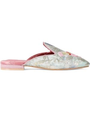 Kurt Geiger Embroidered Slippers - White