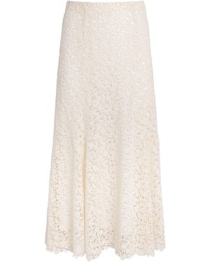 Gabriela Hearst Cashmere Floral Patterson Midi Skirt - White