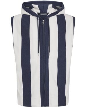 Jacquemus Marinière Stripe Sleeveless Hoodie - Blue