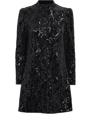 ME+EM Velour Sequin Mini Dress - Black