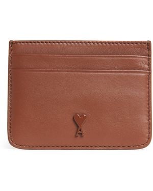 Ami Paris Leather Ami De Coeur Card Holder - Brown