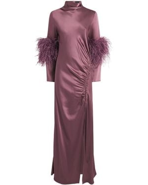 LAPOINTE Satin Feather-Trimmed Gown - Purple
