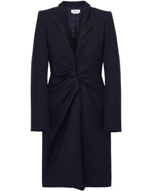 McQueen Wool Twisted-Lapel Coat - Blue