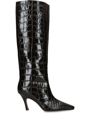 AMINA MUADDI Leather Mona Knee-High Boots 80 - Black
