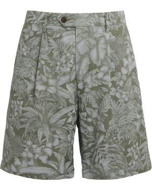 Eleventy X Harrods Linen Printed Bermuda Shorts - Gray