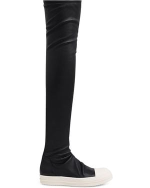 Rick Owens Leather Over-The-Knee Stockings Sneakers - Black
