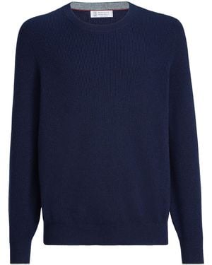 Brunello Cucinelli Cashmere Ribbed Jumper - Blue