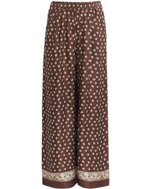 Claudie Pierlot Printed Wide-Leg Trousers - Brown