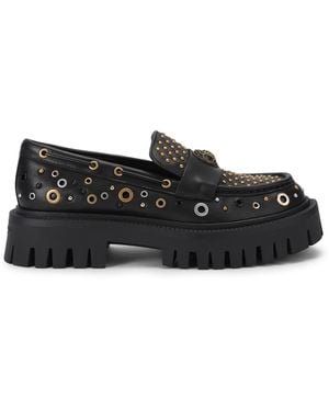 Kurt Geiger Leather Studded Chunky Loafers - Black