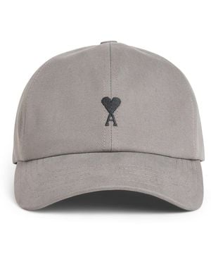 Ami Paris Cotton Logo Embroidered Baseball Cap - Grey