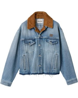 Miu Miu Denim And Suede Jacket - Blue