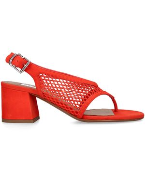 Alaïa Patent Leather Fishnet Sandals 55 - Red