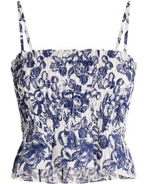 Maje Cotton Printed Crop Top - Blue