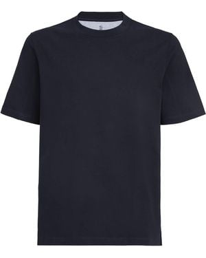 Brunello Cucinelli Cotton V-Neck T-Shirt - Blue