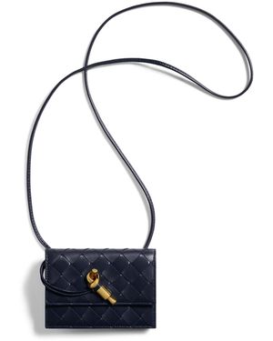 Bottega Veneta Leather Intrecciato Andiamo Badge Holder - Blue