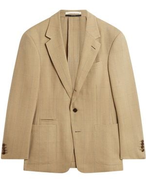 dunhill Wool Twill Windowpane Check Bourdon Blazer - Natural