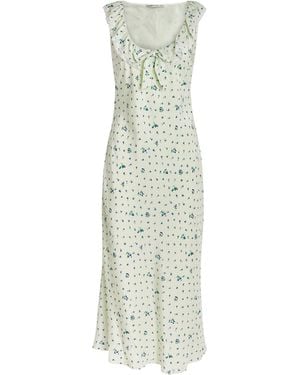 Alessandra Rich Silk Lace-Trim Maxi Dress - White
