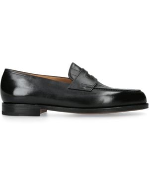 John Lobb Croc-Embossed Leather Lopez Loafers - Black
