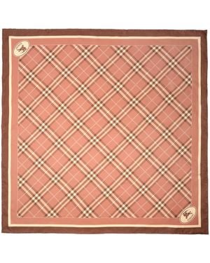 Burberry Silk Knight Stamp Scarf - Pink