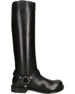 Loewe Leather Campo Biker Boots - Black